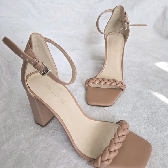 Nine West Shoes - Nine West Beige Braided Strap Heels